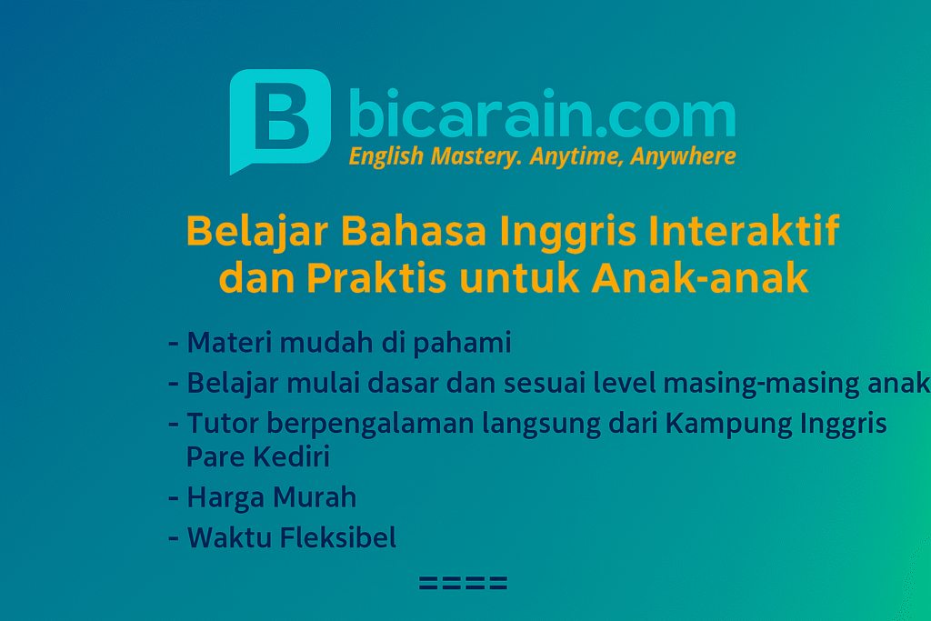 kursus bahasa inggris online untuk anak
